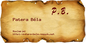 Patera Béla névjegykártya